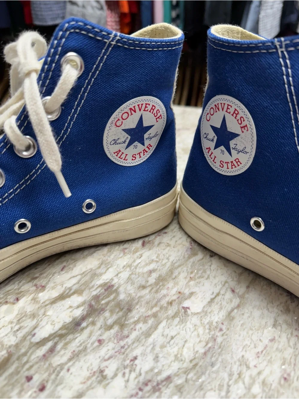 Comme des Garçons PLAY x Converse High-Top Sneakers in Blue - Picture 10 of 11